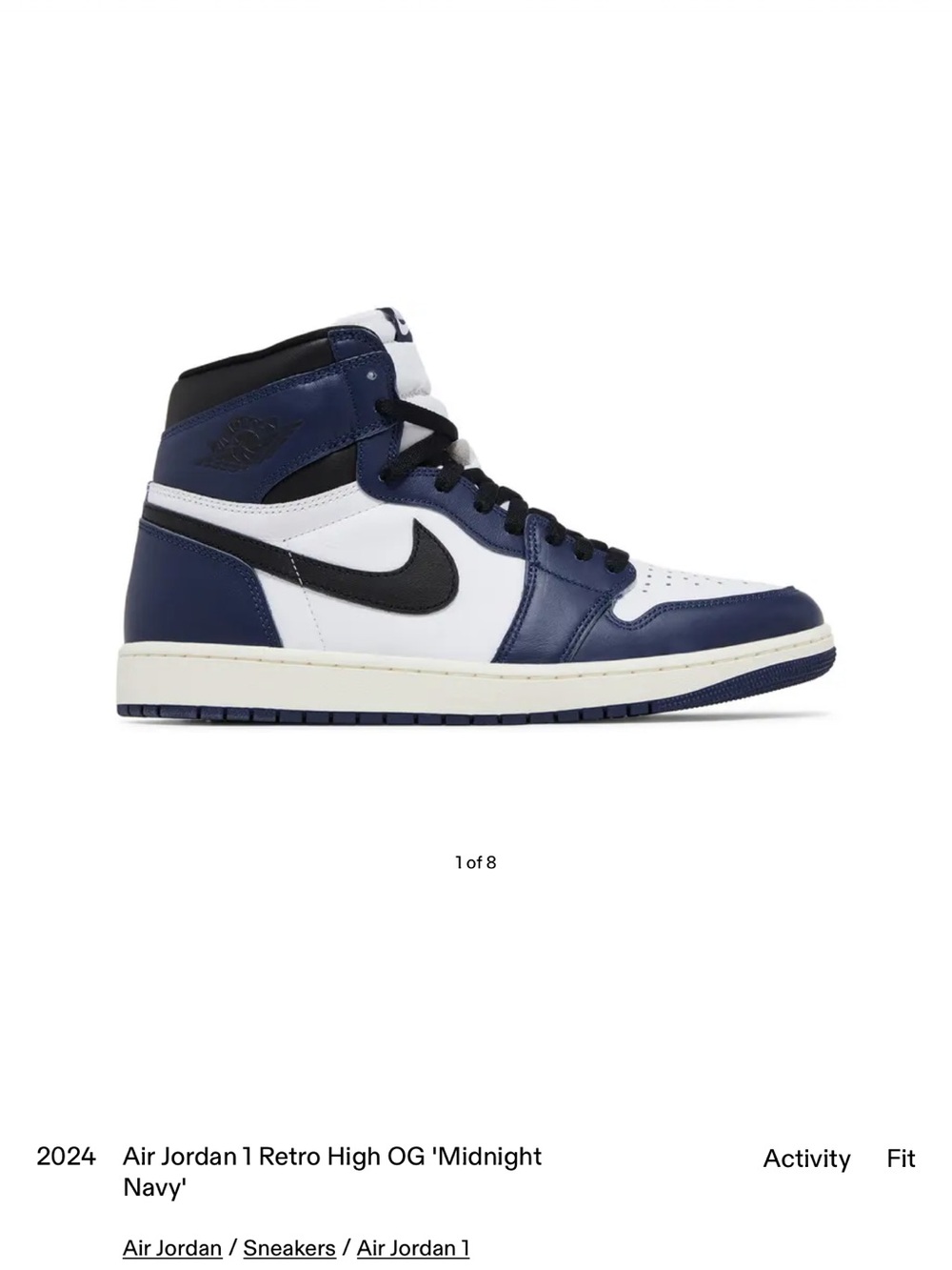 Jordan 1 Retro High OG 'Midnight Navy' - Men's Navy/White/Black